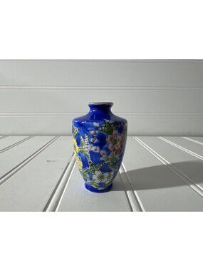 Mini Floral Vase Blue Porcelain Asian Ginger Jar Small Bud Vase Decor